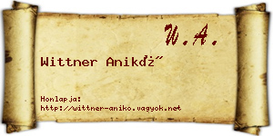 Wittner Anikó névjegykártya