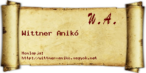 Wittner Anikó névjegykártya